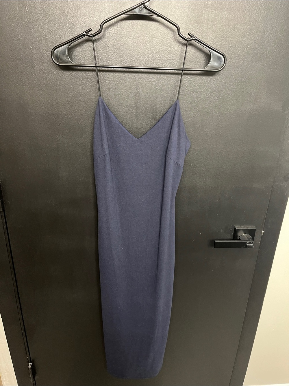 The Vintage Shop Navy Slip Midi Dress with Spaghetti Straps